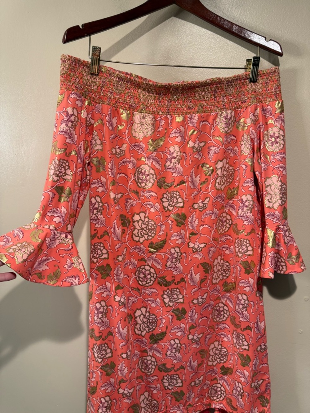 Cabana Life Dress Womens medium Off the Shoulder Tassels UPF Protection Floral - Picture 4 of 9
